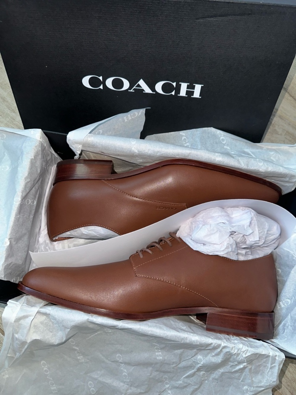 Coach Men's Brown Leather Dress Oxfords 👞 - Picture 2 of 11